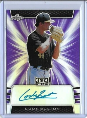 2019 Leaf Metal CODY BOLTON Purple Prismatic Auto RC /25 Pirates #5 Prospect - Image 1 of 3