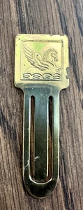 Marcador clip de papel para dinero caballo alado Pegaso vintage tono dorado 3" - Imagen 1 de 2