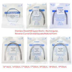  Dental Ortho Stainless Steel/NIti Super Elastic Arch Wires Rectangular 6 Forms