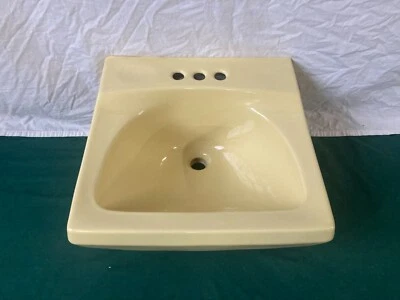 Fregadero de pared de baño de porcelana amarilla dorada de postre de colección NOS lavabo antiguo Eljer 402-24E Foto 1 de 4
