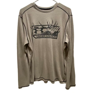 Under Armour Long Sleeve Thermal Men's Large Green Outdoors Moose Logo Knit Tee - Picture 1 of 9