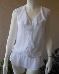 Laundry By Shelli Segal Size 6/S Sleeveless Crepe Gauze Ruffle Blouse Peplum - Picture 1 of 7