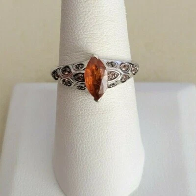 Кольцо из чистого серебра с натуральным танзанийским мандарином кианитом (размер 8) 1,50 карата - Изображение 1 из 2