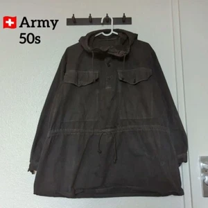 Vintage Schweizer Armee Alpenkittel, schwarz gefärbt, Größe M - Bild 1 von 6