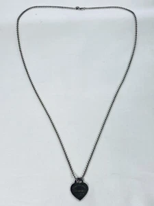 Tiffany &Co. Sterling Silver Beaded Dog Tag Chain w/ Return To Tiffany Charm 32” - Picture 1 of 16