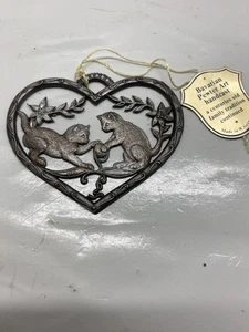 🌟 Vintage Wilhelm Schweizer Zinn Ornament 💖 Herzförmige Katze Kunst Bayrisch 🎄 - Bild 1 von 13