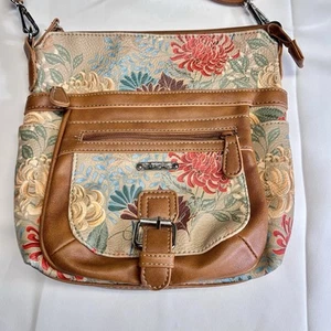 MULTI SAC Floral Crossbody Bag Multi Compartment Purse Adjustable Strap Colorful - Picture 1 of 23