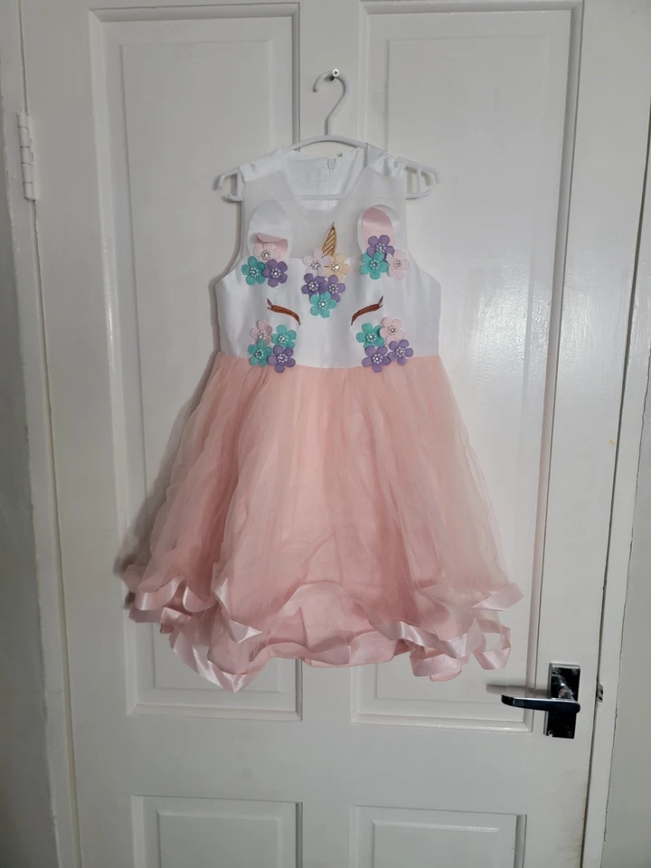 Niños Niñas Vestido Unicornio Flor Tutú Tul Fiesta Boda Dama de honor Baile de graduación Regalos Foto 1 de 4