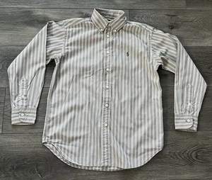Ralph Lauren Boys Medium 10-12 Multi Color Striped Long Sleeve Button Shirt Pony - Picture 1 of 7