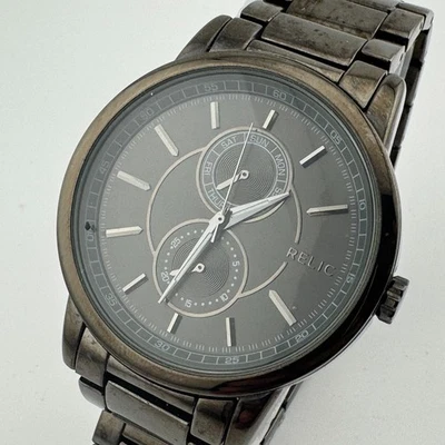 Reloj Cuarzo Reliquia ZR15781 Hombre Negro Día Fecha Japón Analógico Batería Nueva 8.5" Foto 1 de 4