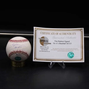 Tim Hudson Signed Rawlings OML Baseball Auto Inscribed Go A's #/115 ZJ17668 - Picture 1 of 7