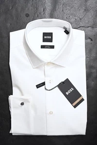 Hugo Boss Men Jacques French Cuff Easy Iron Slim White Cotton Dress Shirt 38 15 - Picture 1 of 9