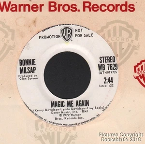 Hear 1972 Ronnie Milsap Blue-Eyed Soul DJ M- 45 - Magic Me Again (Stereo) / Same - Picture 1 of 1