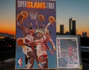Vintage 1998 CBS FOX VHS ~Super Slams Of The NBA~ & A 1993 Micheal Jordan Card! - Picture 1 of 15
