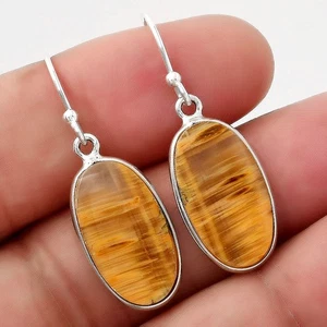 Natural Tiger Bee 925 Sterling Silver Earrings Jewelry E-1001 - Picture 1 of 5