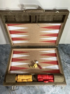VTG Crisloid Backgammon Set 1.75" Bakelite Butterscotch & Red Swirl Large Dice - Image 1 of 4
