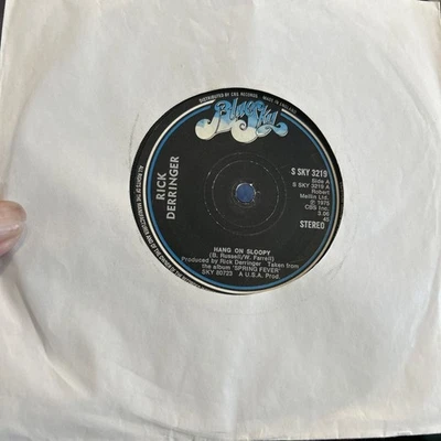 RICK DERRINGER  Hang On Sloopy 7” Single Vinyl Record 1975 Blue Sky SSKY3219 Vg+ Foto 1 de 2