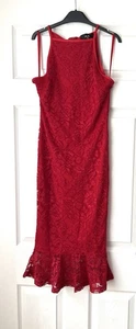 AX Paris Woman Red Lace Mesh Bodycon Dress  Party Special Occasion Size 8 - Picture 1 of 11