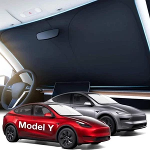 2025 Tesla Model Y/3 Windshield Sun Shade | Foldable Sun Blocker with Storage Ba - Picture 1 of 8