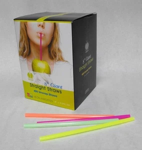 400 Stück 8" NEON ASSTD. Kunststoff Turbo Größe FETTE TRINKHALME Soda Milchshake - Bild 1 von 2