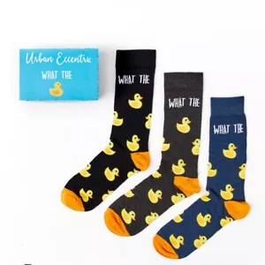 Unisex What The Duck Socks Gift Set | 3 Pair | Cotton Rich | Present | Blue - Picture 1 of 4