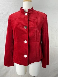 Jones New York Signature Stretch Women’s Red Velvet Jacket Blazer Size MEDIUM - Picture 1 of 12