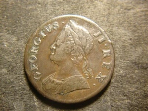 1753 XF Glossy George Great Britain Half Penny Very Nice Copper Flan WSX - Picture 1 of 3