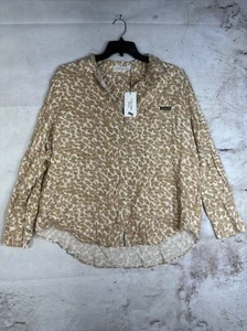 Calvin Klein Jeans Women’s Long Sleeve Animal- Print Boyfriend Shirt Size L - Picture 1 of 4