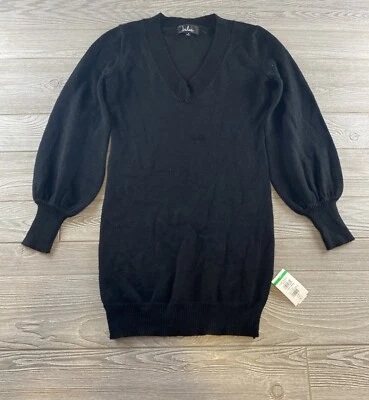 Lulus Black Long Sleeve V-Neck Bodycon Knit Sweater Dress Size Small NWT - Image 1 of 4
