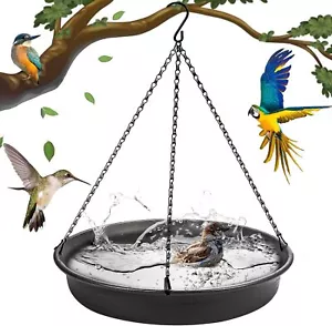 Hanging Bird Bath Bird-Feeder - CARGEN Garden BirdBath Tray Dark Grey - Picture 1 of 8