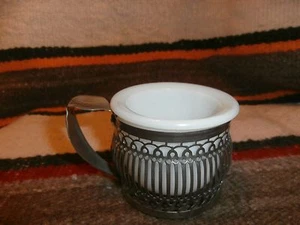 Vintage MILK  Glass Ashtray  WITH REMOVABLE METAL BASE - Picture 1 of 5