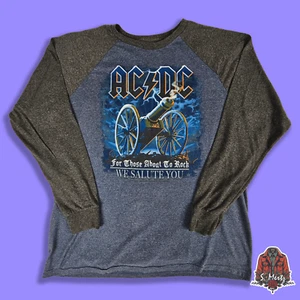 Mens Baseball style 100% cotton Liquid Blue AC/DC t-shirt size XL - Picture 1 of 5