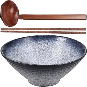 Set ciotola ramen in ceramica ciotola per tagliatelle in porcellana con bacchette e cucchiaio 23 cm/9 pollici - Foto 1 di 10