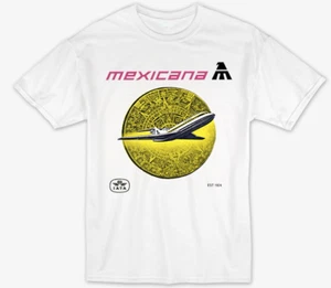 Mexicana Airlines Airlines airplane Golden Aztec WHITE Tee T-Shirt - Picture 1 of 1