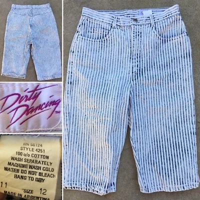 Винтажные полосатые кислотные вареные джинсовые шорты Dirty Dancing 1980-е 80-е размер талии 12 29 дюймов - Изображение 1 из 4