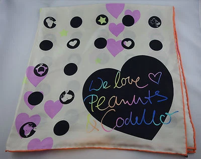 Schal/Tuch CODELLO We love Peanuts elfenbeinfarben 53 x 53 cm 100% Seide - NEU - Bild 1 von 3