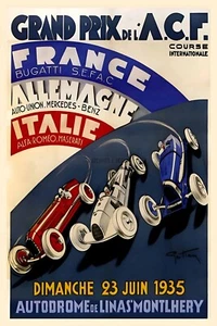 Mercedes-Benz 1935 Automobil Print Werbung Großer Preis von Frankreich Montlhery - Bild 1 von 1