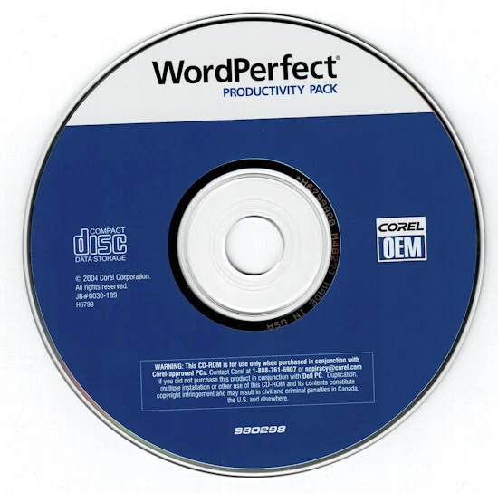 Corel WordPerfect Office 12 OEM for Windows CD-ROM (2004) with Install Key - Image 1 of 1