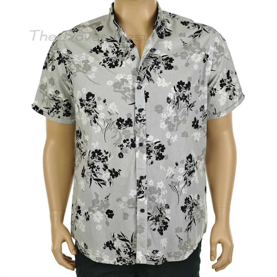 HOWE Young Men's XX-LARGE Button Front BLACK & GRAY FLORAL SHIRT Short Sleeve - Image 1 of 4