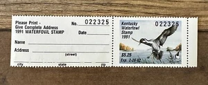 WTDstamps - 1991 KENTUCKY - State Duck Stamp - Mint OG NH **HUNTER TYPE** - Picture 1 of 2