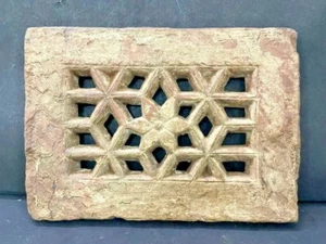 OLD ANTIQUE RARE HAND CARVED UNIQUE DESIGN HEAVY STONE WINDOW PANEL / JALI - Picture 1 of 12