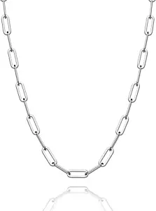 925 Sterling Silver Paperclip Lobster Clasp Chain 3Mm 4Mm 5Mm 6Mm 7Mm Necklace f - Picture 1 of 6