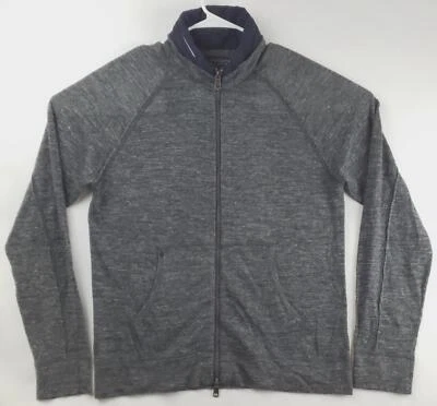 NEW Buffalo David Bitton Blue Gray Sweater Mens L Gray Linen Wool Hidden Hood - Image 1 of 4