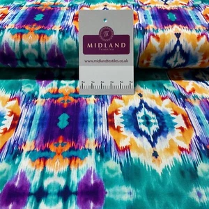 Ikat Aqua Radiance Digital Viscose sold by the meter Fabric M1884 - Picture 1 of 9