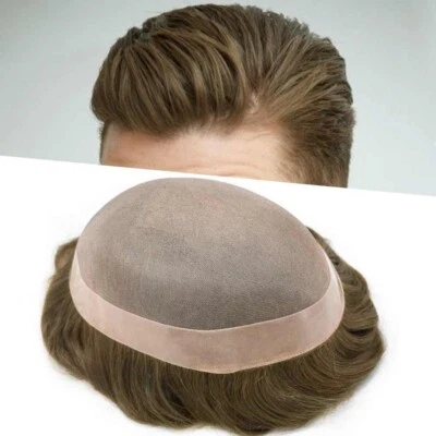 Fine Mono Mens Toupee Hairpiece Poly Skin Hair Systems Wigs for Men Hair Unit - Image 1 of 4