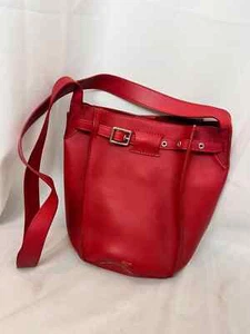 CELINE purse smooth red calfskin leather bucket long strap bag - Picture 1 of 11