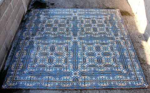 ANTIQUE ENCAUSTIC FLOOR TILE  GILLOT & CIE 98"X98" 256 tiles Cover
