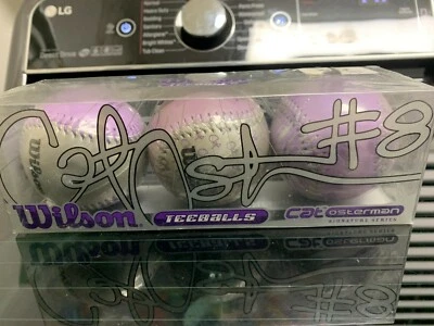 3 total New Wilson Teeballs Cat Osterman #8 Purple and Silver Baseballs new - Image 1 of 2