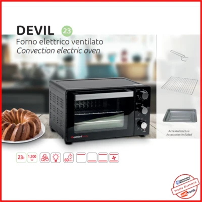 Forno Elettrico Ventilato Fornetto Cottura Grill Melchioni Family devil 23 Timer - Immagine 1 di 4