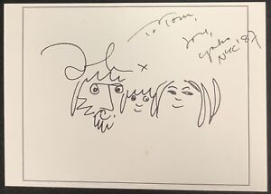 Yoko Ono Signed Art Postcard The Family John Lennon Beatles 1987 Autograph JSA